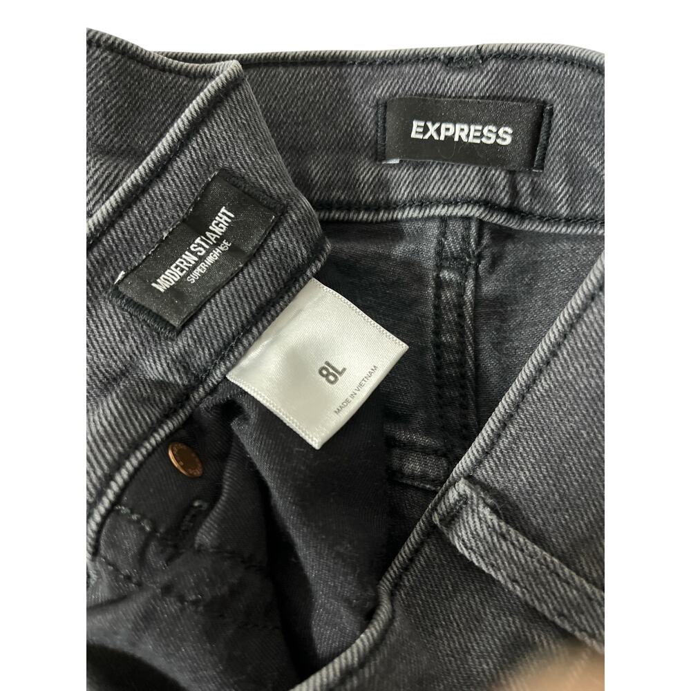 Express Men’s Modern Straight Jeans Gray Black Wash Size 8L Slim Fit - Picture 4 of 10